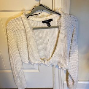 Open chest frayed edges sweater!